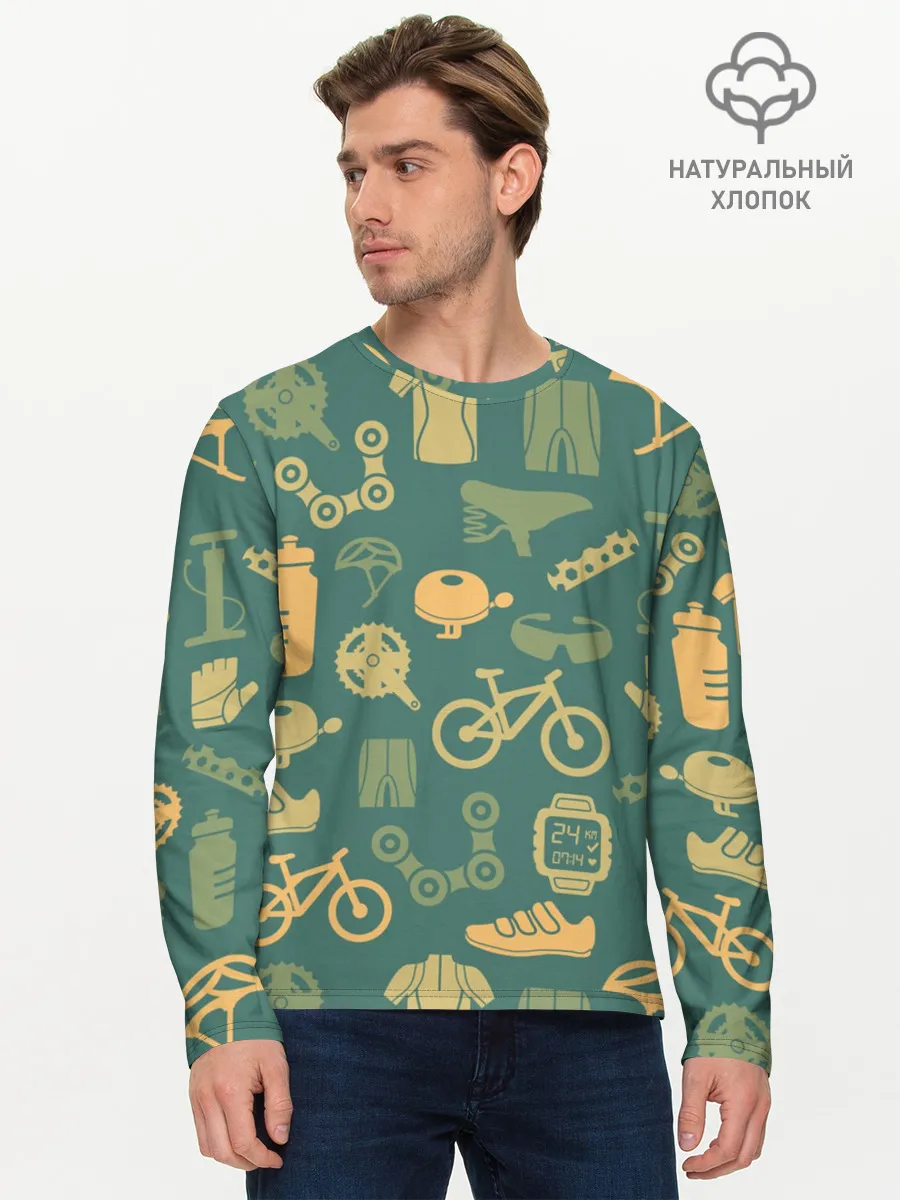 Мужской лонгслив базовый / Велосипед Текстура