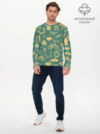 Мужской лонгслив базовый / Велосипед Текстура
