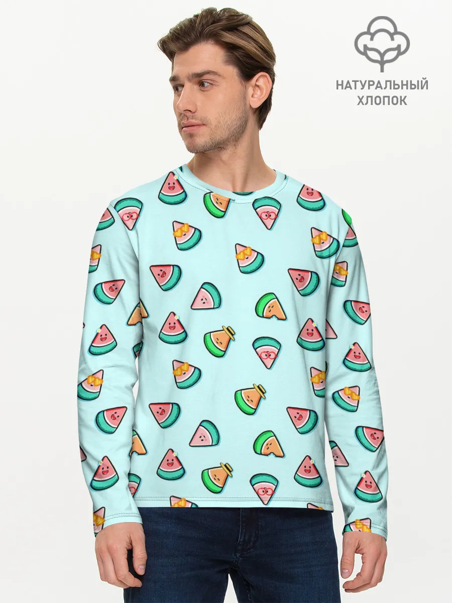 Мужской лонгслив базовый / Kawaii Арбузики