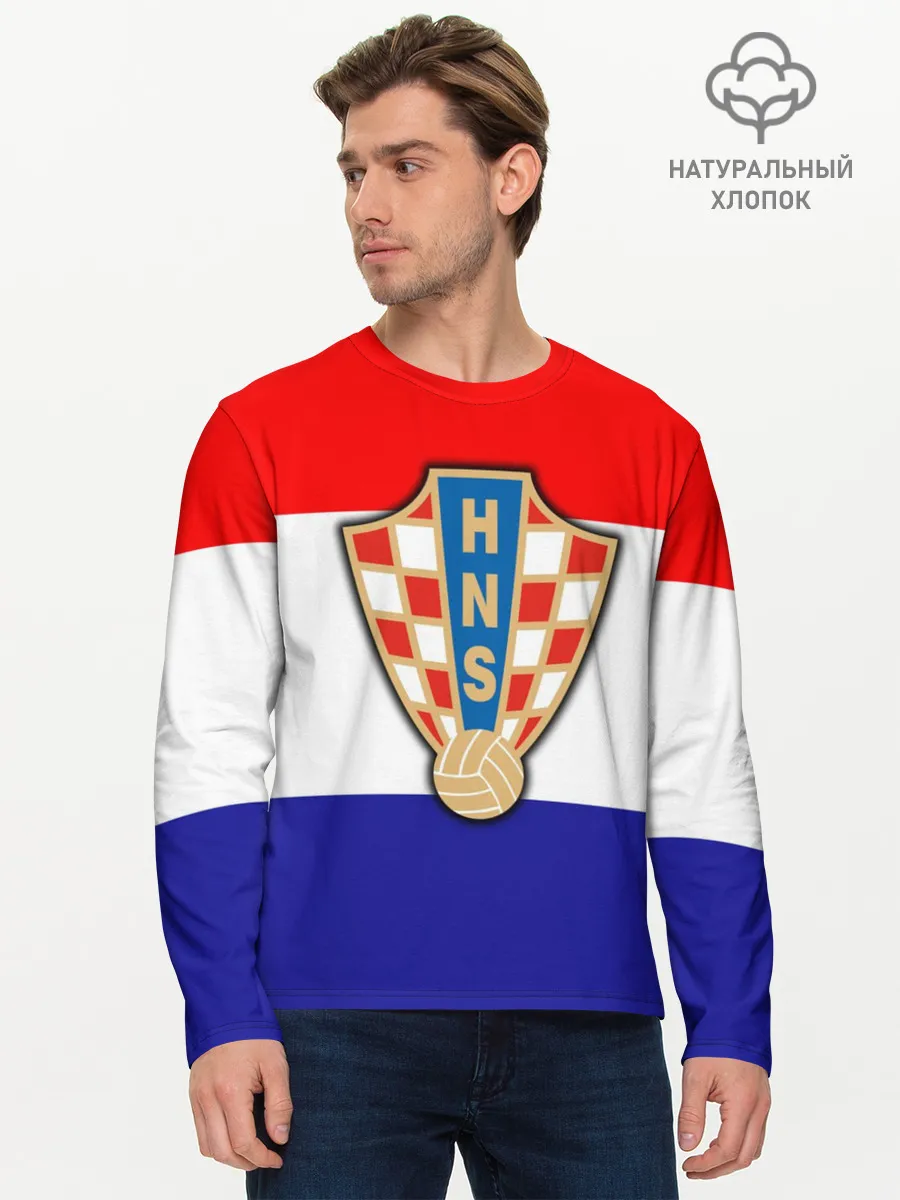 Мужской лонгслив базовый / Сборная Хорватии флаг