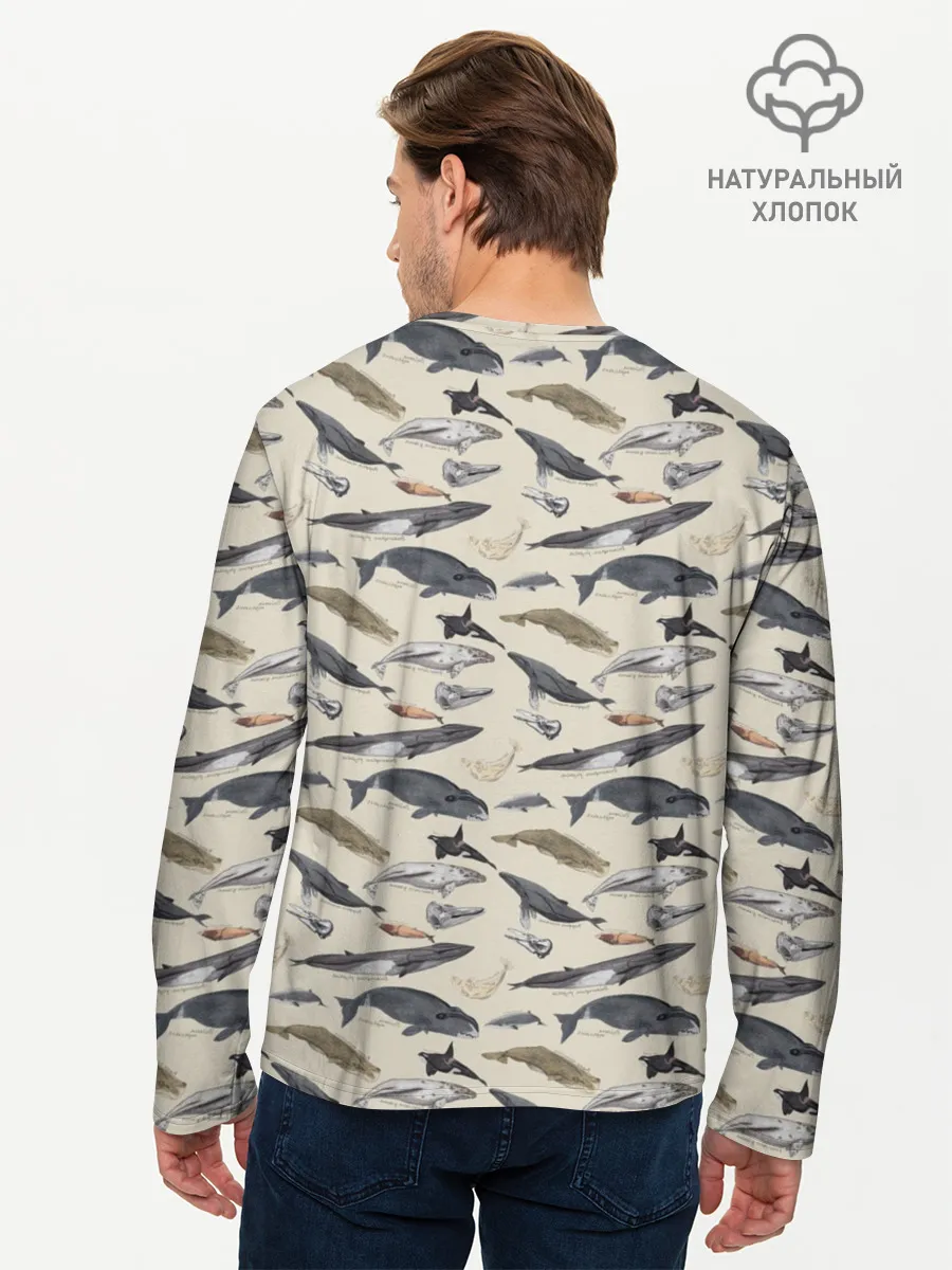 Мужской лонгслив базовый / Whales pattern