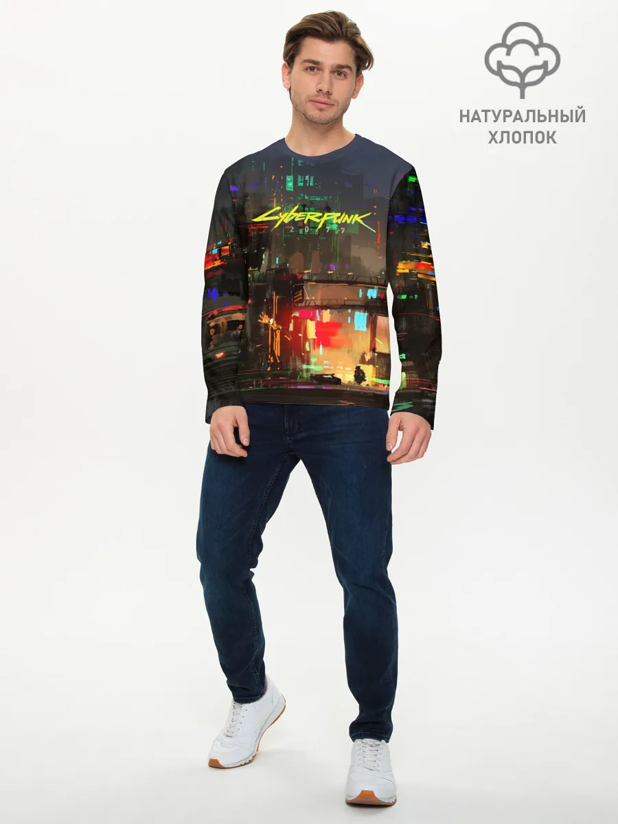 Мужской лонгслив базовый / Cyber Punk 2077