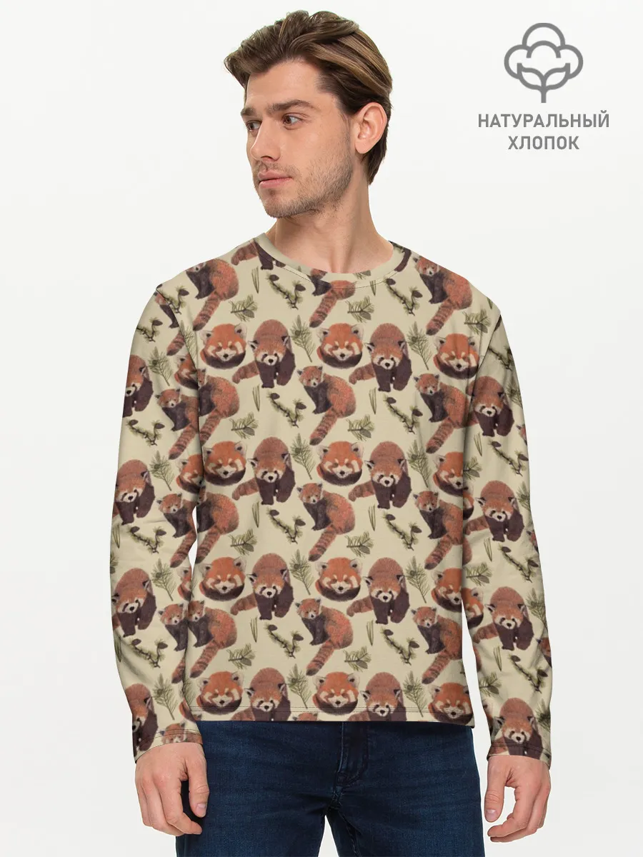 Мужской лонгслив базовый / Red panda