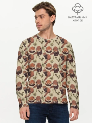 Мужской лонгслив базовый / Red panda