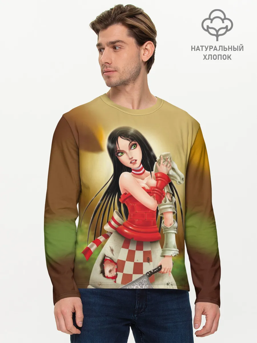 Мужской лонгслив базовый / Алиса: безумие возвращается