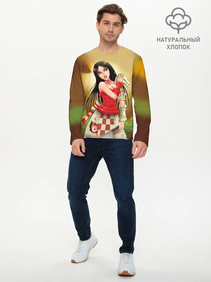 Мужской лонгслив базовый / Алиса: безумие возвращается