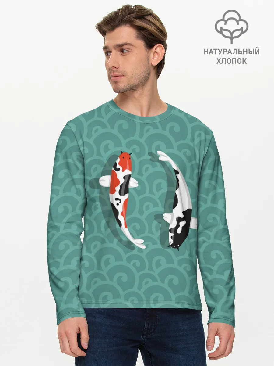 Мужской лонгслив базовый / Японские рыбки