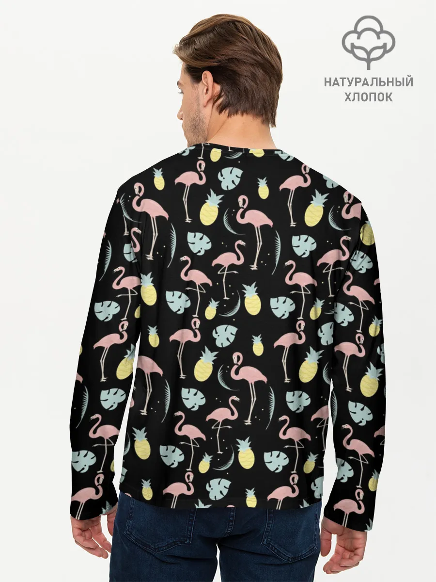 Мужской лонгслив базовый / Розовый фламинго