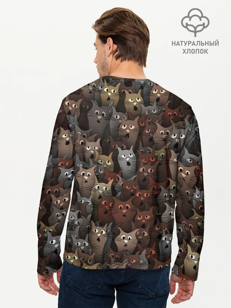 Мужской лонгслив базовый / Глупые коты