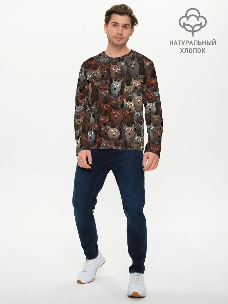 Мужской лонгслив базовый / Глупые коты