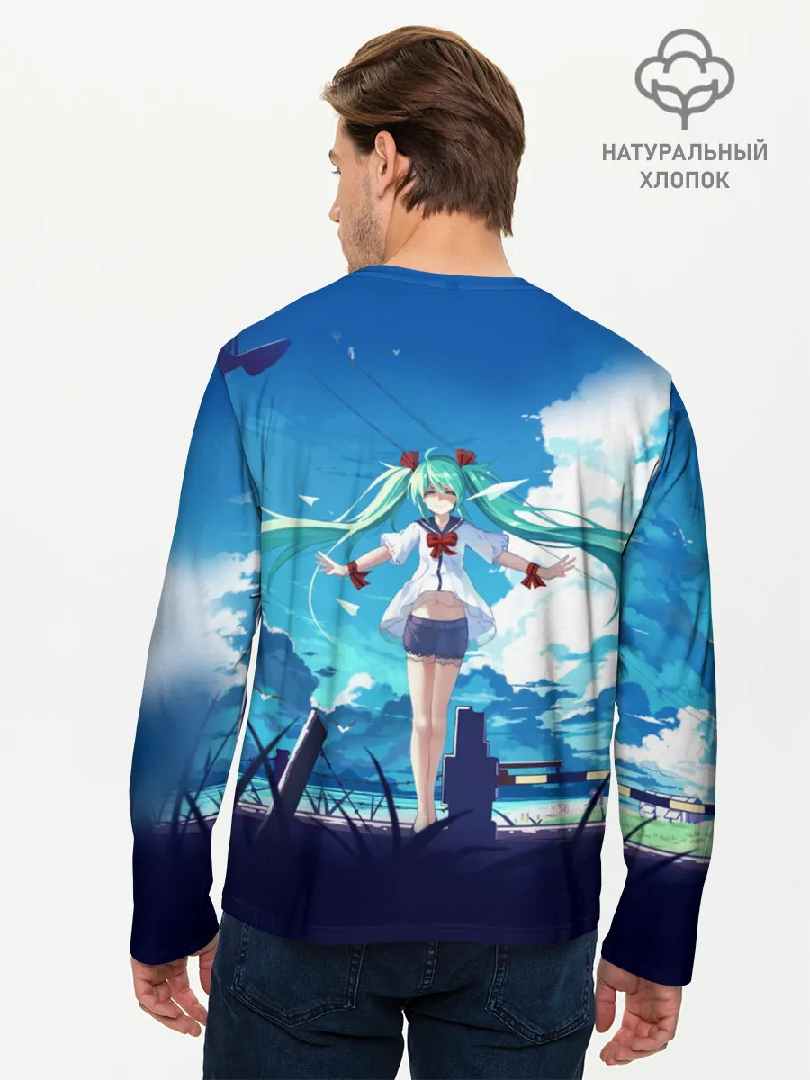 Мужской лонгслив базовый / Хацунэ Мику под летним небом