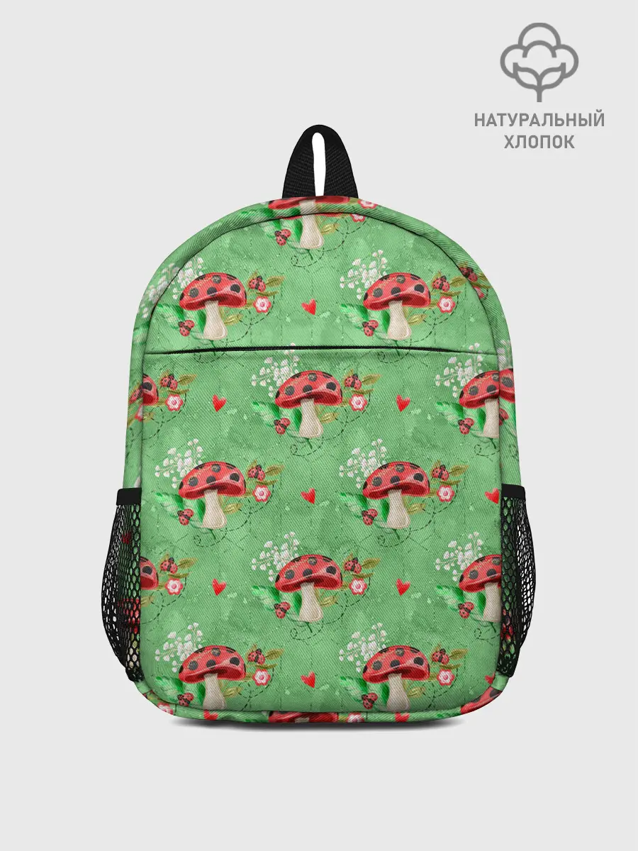 Рюкзак детский / Грибы Мухоморы паттерн