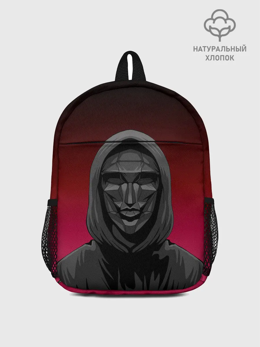 Рюкзак детский / Распорядитель игры на черно розовом фоне