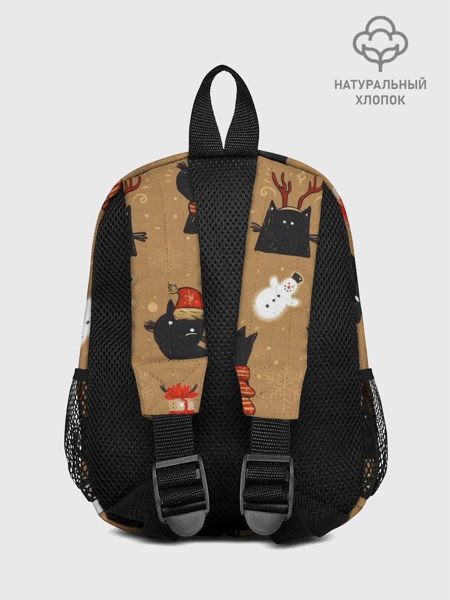 Рюкзак детский / Черные новогодние коты