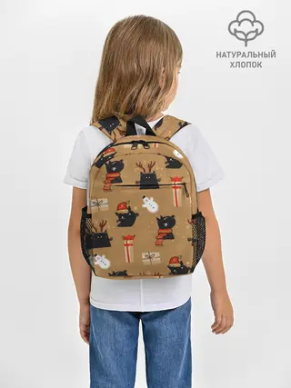 Рюкзак детский / Черные новогодние коты