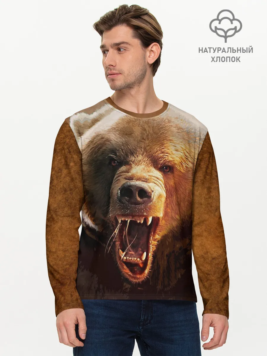 Мужской лонгслив базовый / Медведь