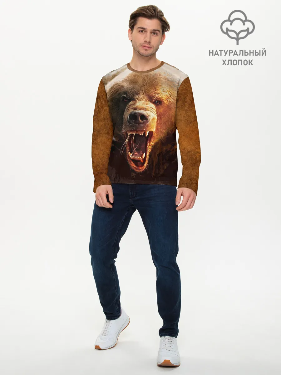 Мужской лонгслив базовый / Медведь