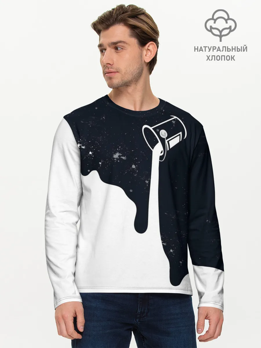 Мужской лонгслив базовый / Черно-белый