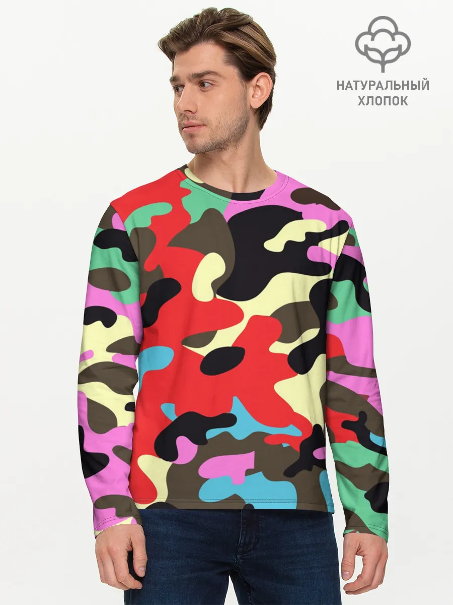 Мужской лонгслив базовый / Камуфляж