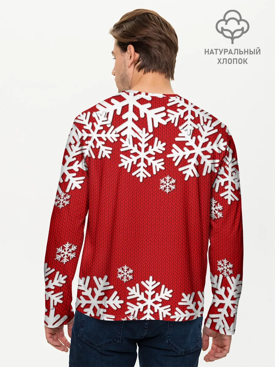 Мужской лонгслив базовый / Снежинки
