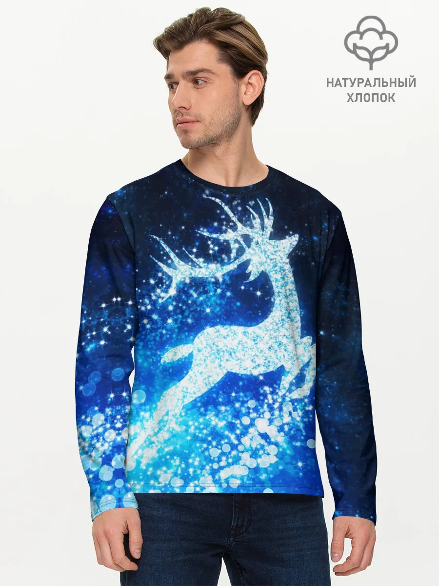 Мужской лонгслив базовый / Новогодний олень