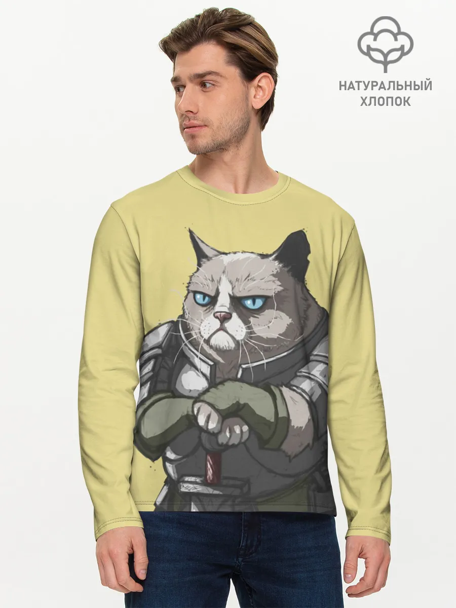 Мужской лонгслив базовый / Кот