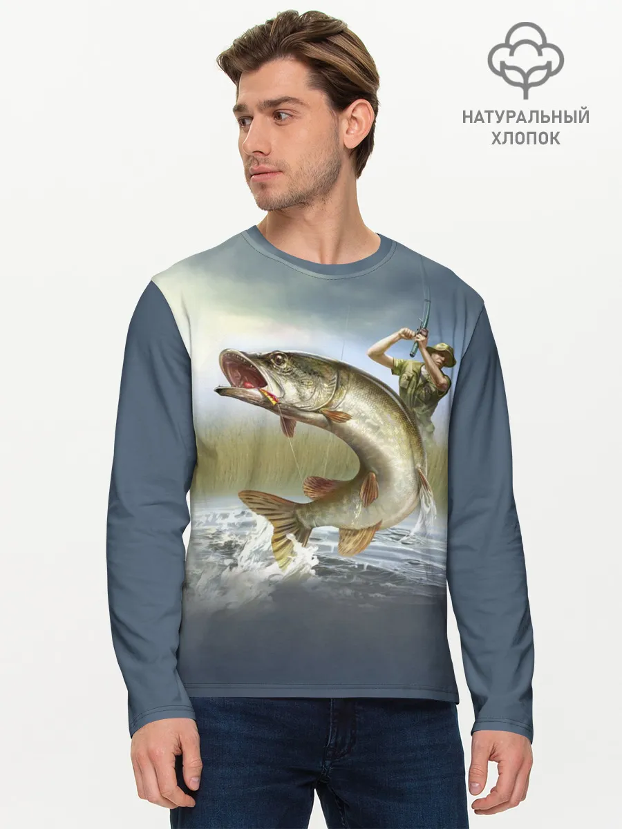 Мужской лонгслив базовый / Щука