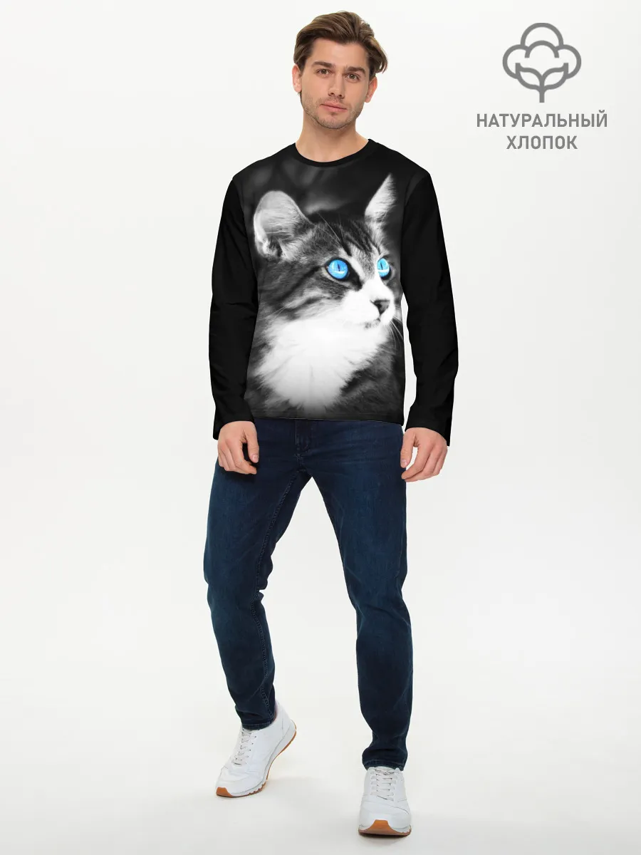 Мужской лонгслив базовый / Кот