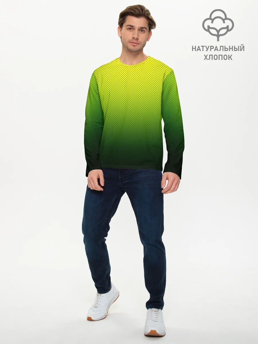 Мужской лонгслив базовый / Зелёная текстура