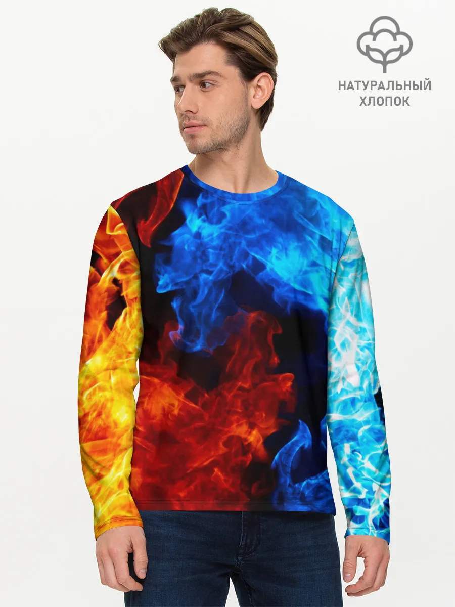 Мужской лонгслив базовый / Битва огней