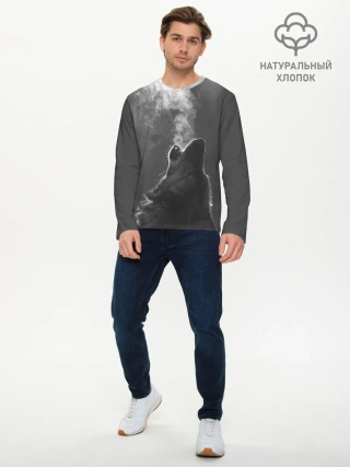 Мужской лонгслив базовый / Воющий волк