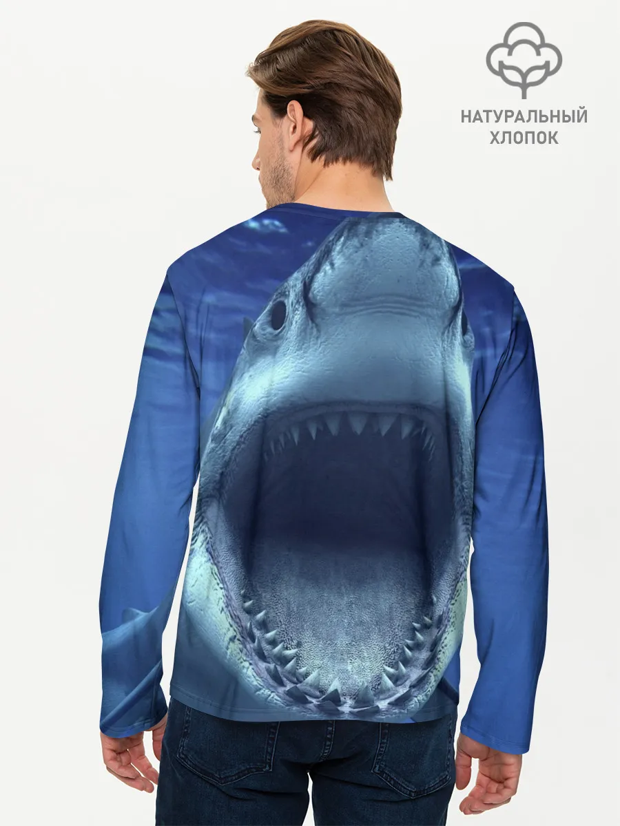 Мужской лонгслив базовый / Белая акула