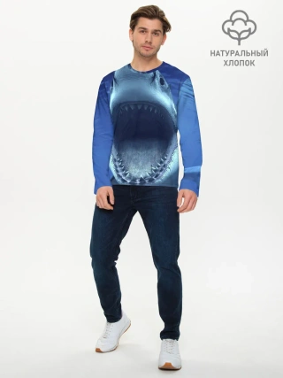 Мужской лонгслив базовый / Белая акула