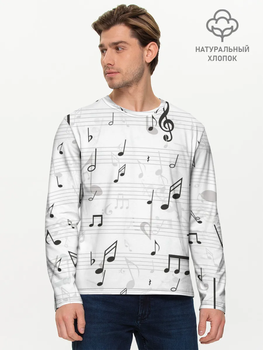 Мужской лонгслив базовый / ноты