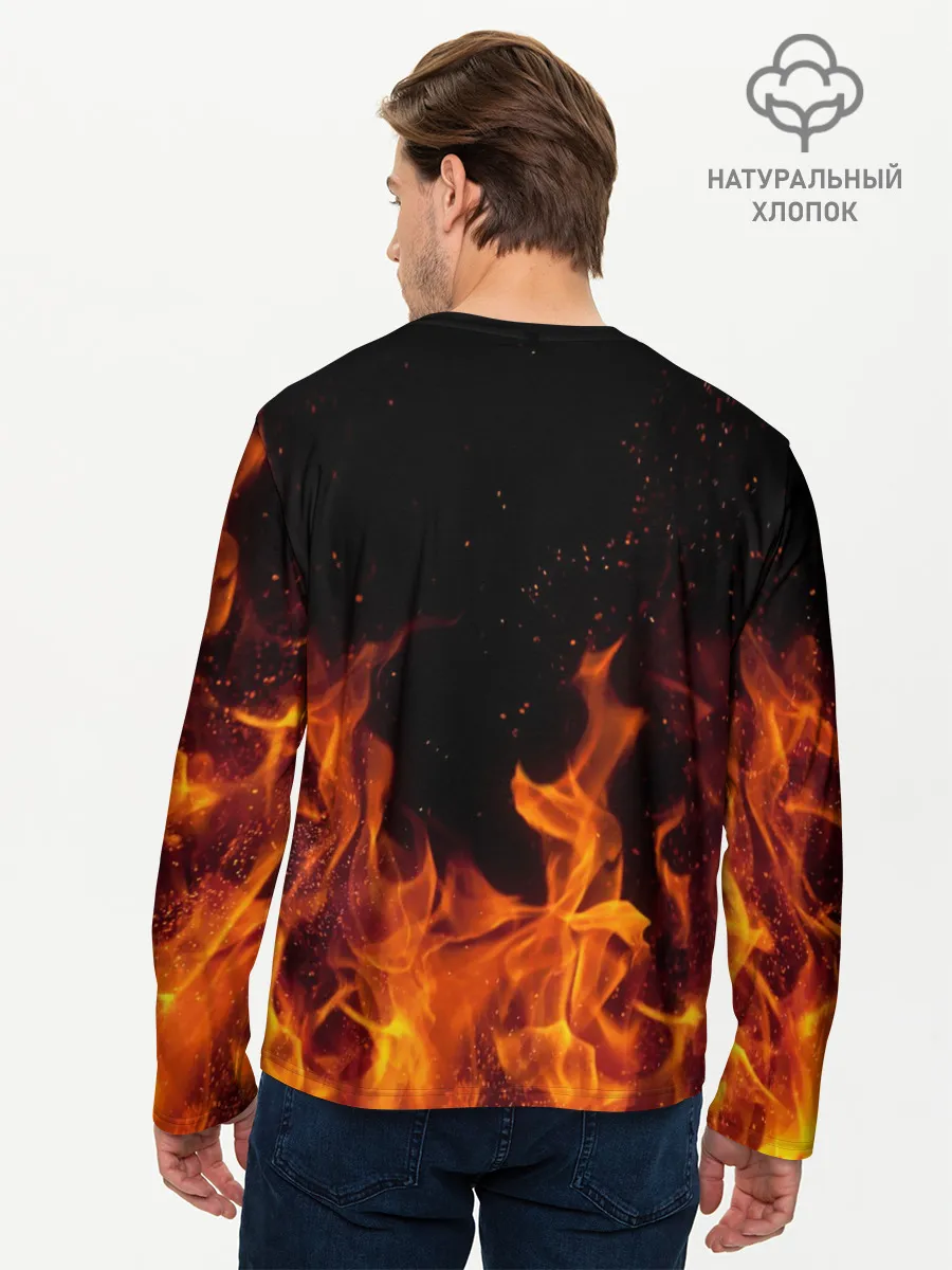 Мужской лонгслив базовый / Огонь с искрами