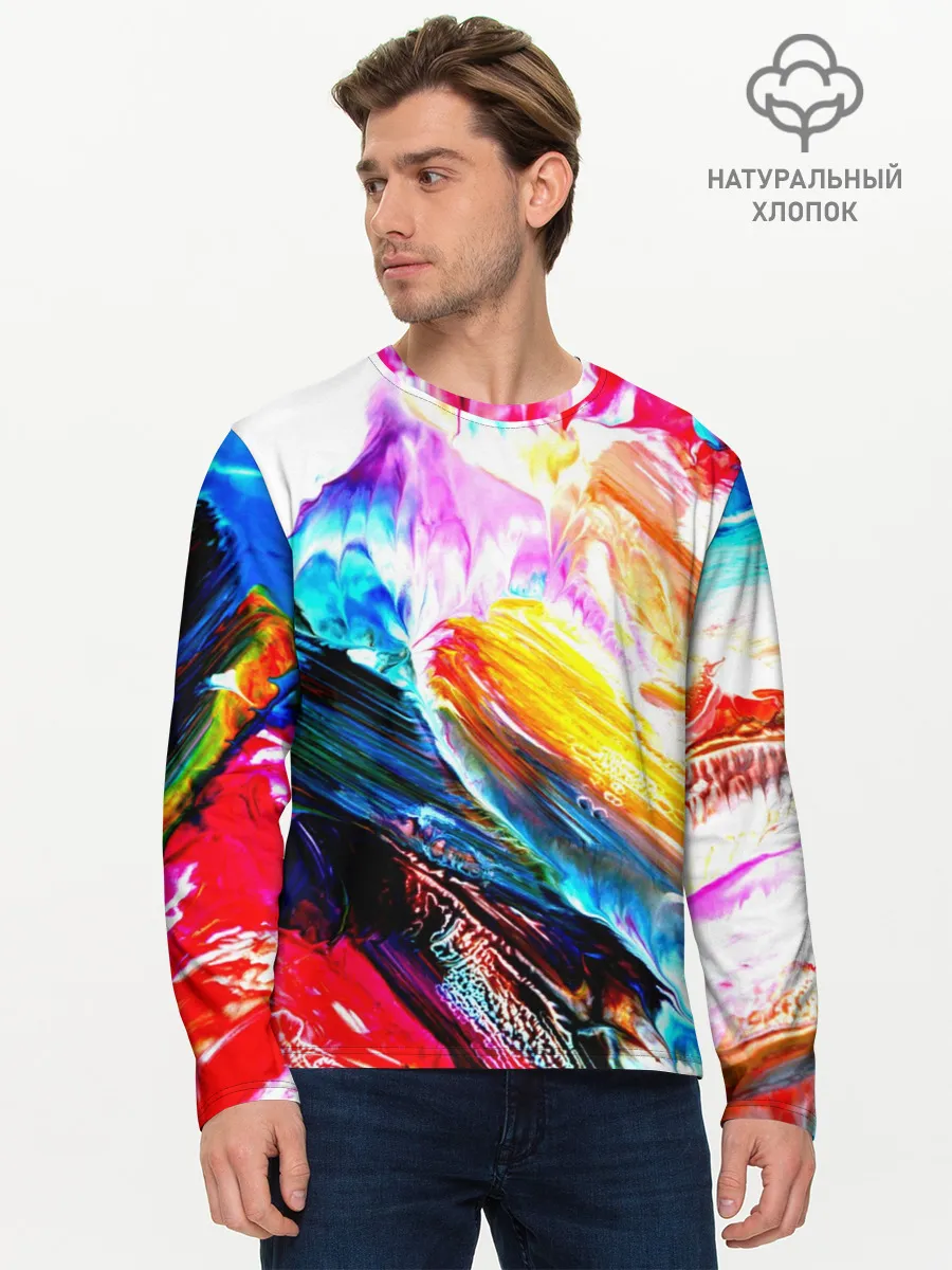 Мужской лонгслив базовый / Абстракция красок