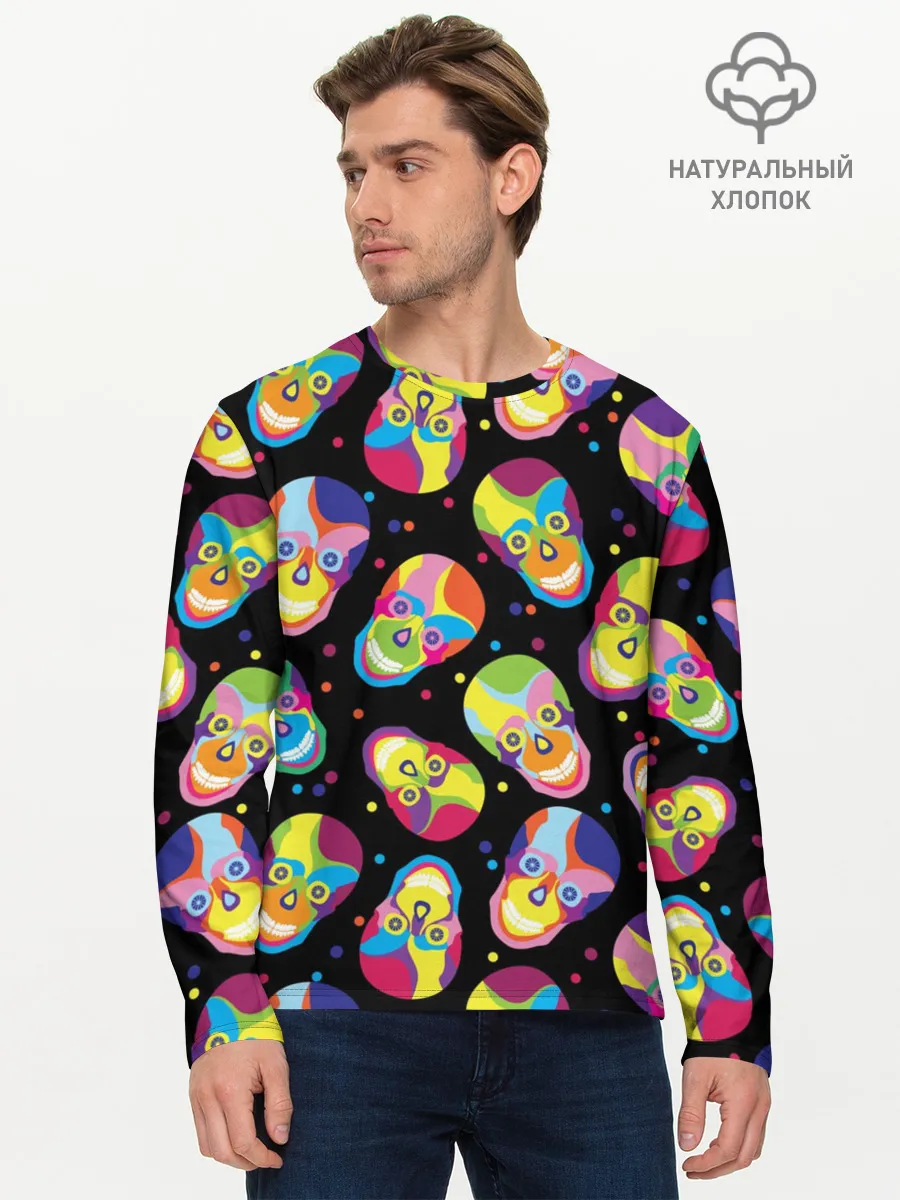 Мужской лонгслив базовый / Мексиканские черепа