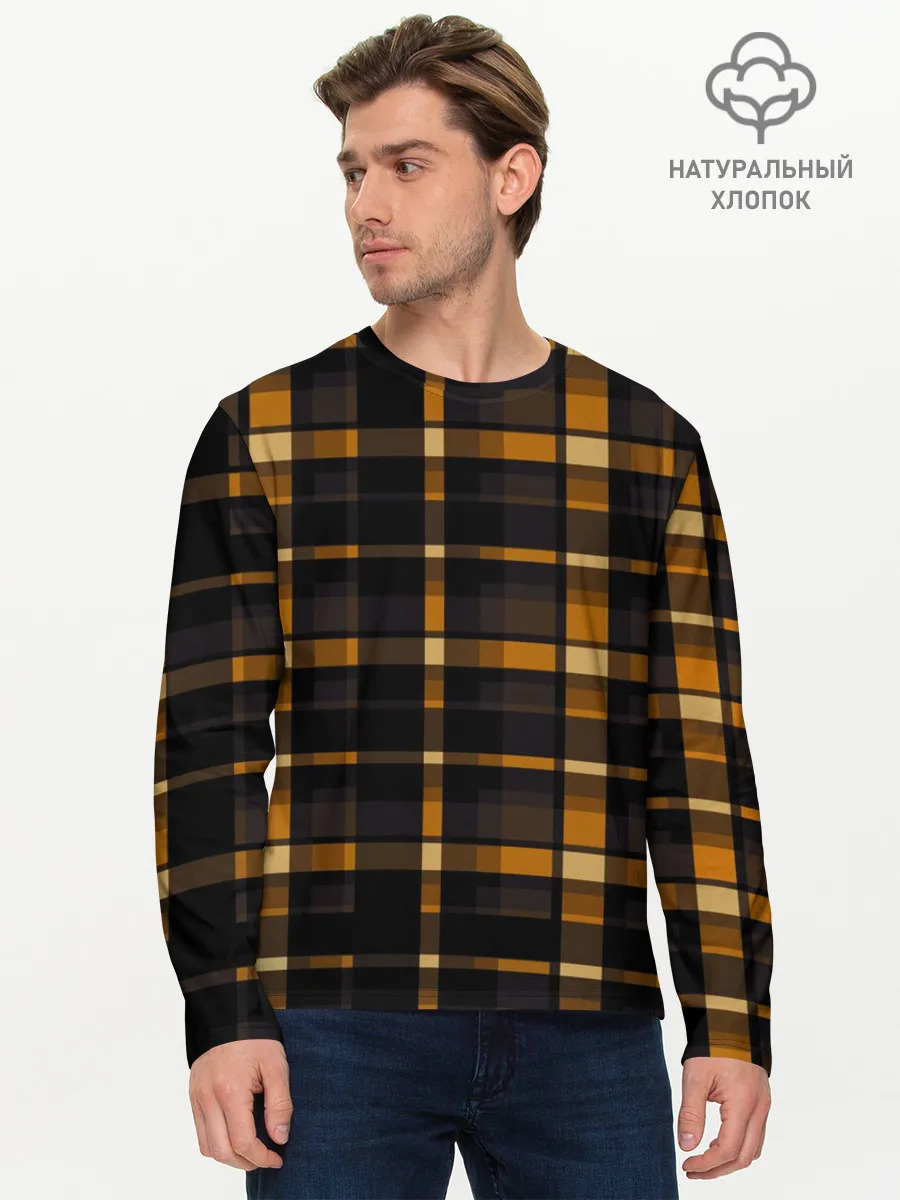 Мужской лонгслив базовый / В клетку