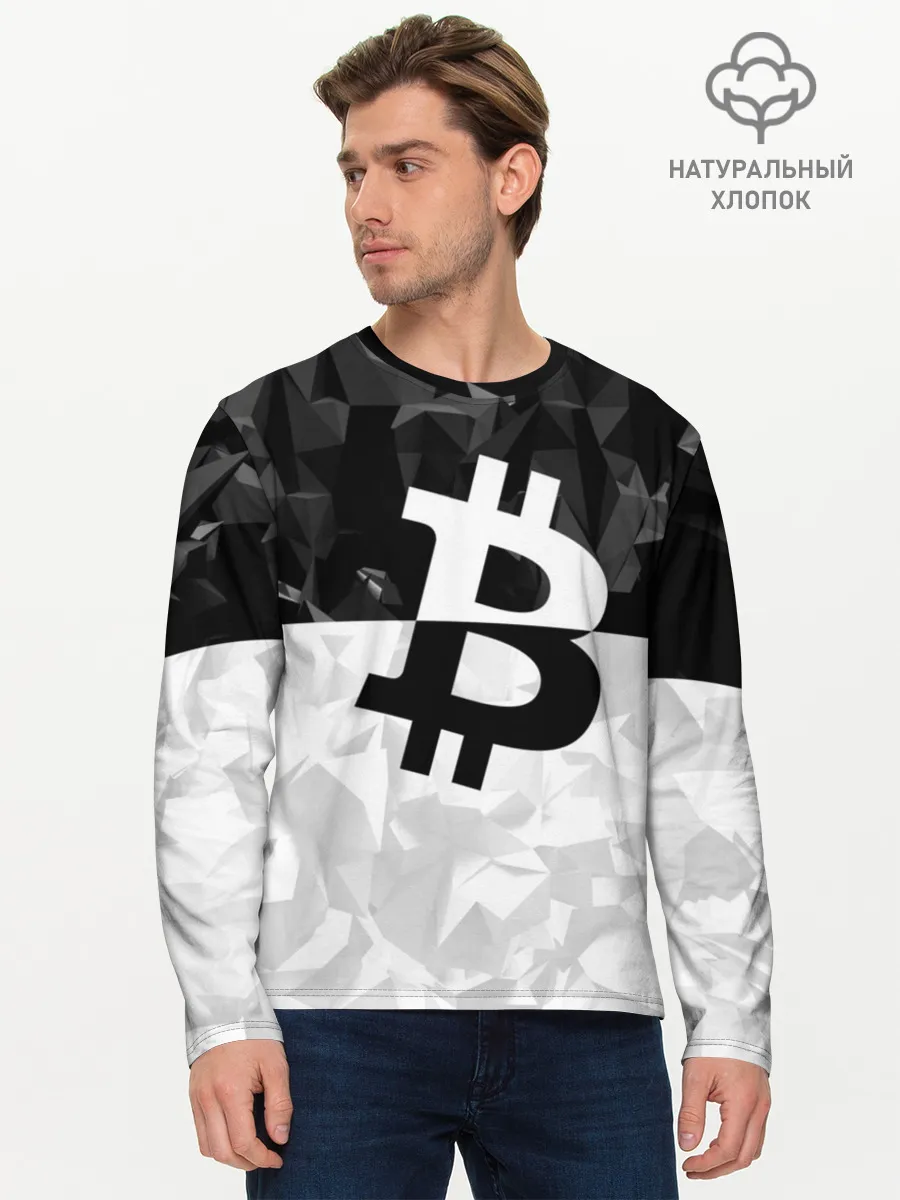Мужской лонгслив базовый / BITCOIN Black Collection