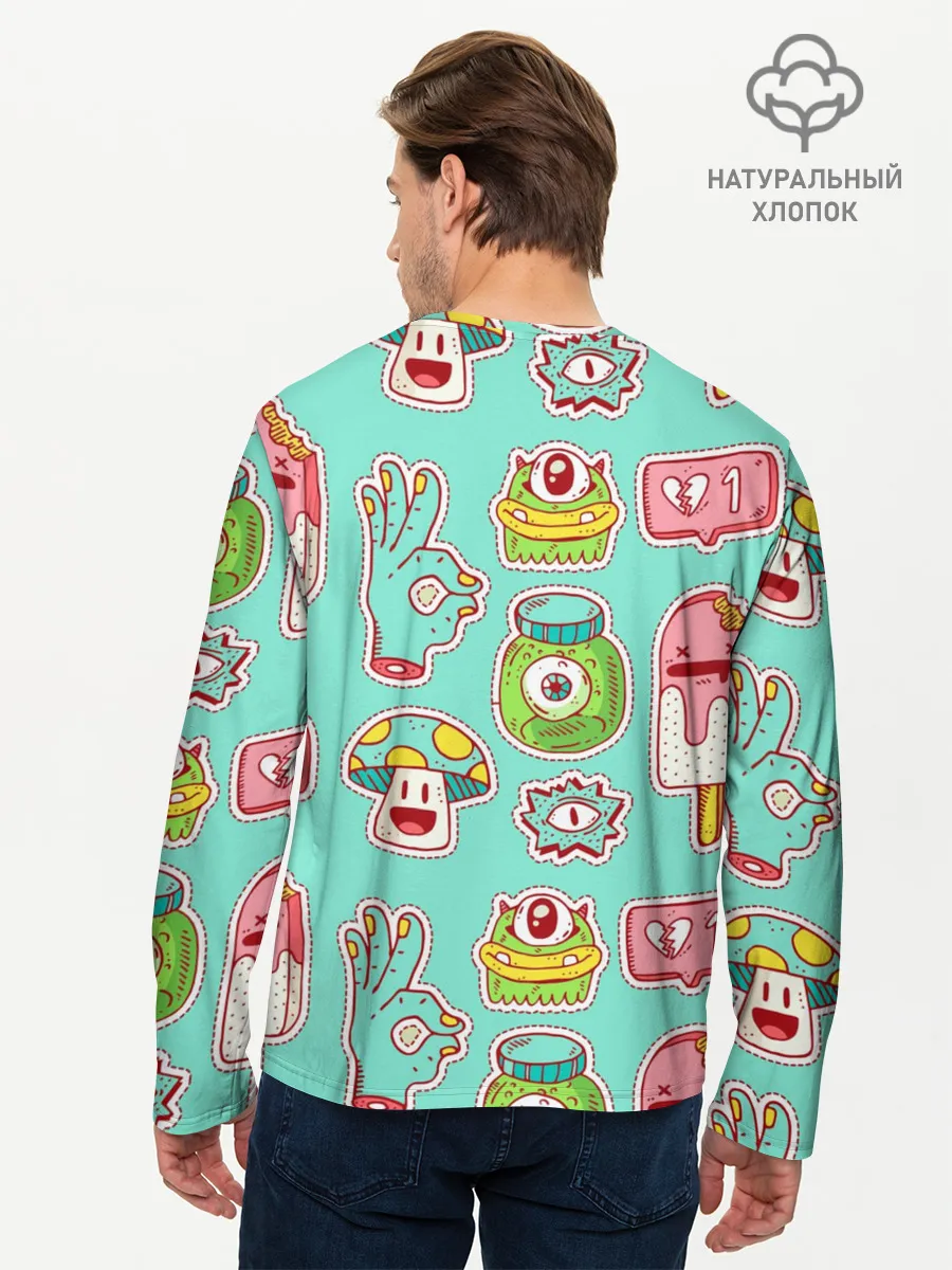 Мужской лонгслив базовый / Яркие монстрики