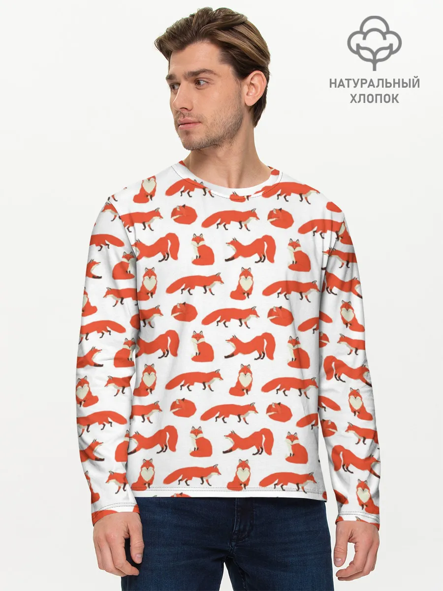 Мужской лонгслив базовый / Рыжий паттер
