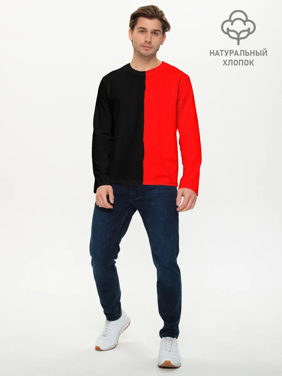 Мужской лонгслив базовый / Red & Black
