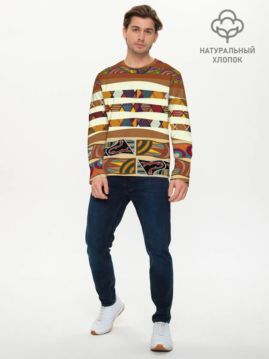 Мужской лонгслив базовый / Африканская мозаика