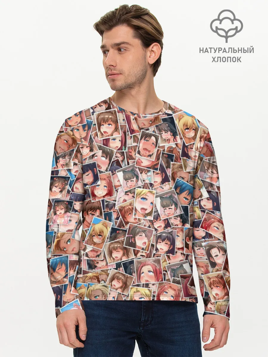 Мужской лонгслив базовый / Ahegao faces fhoto