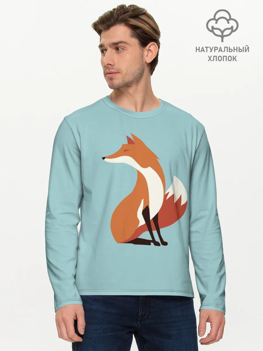 Мужской лонгслив базовый / Лисичка минималистичная