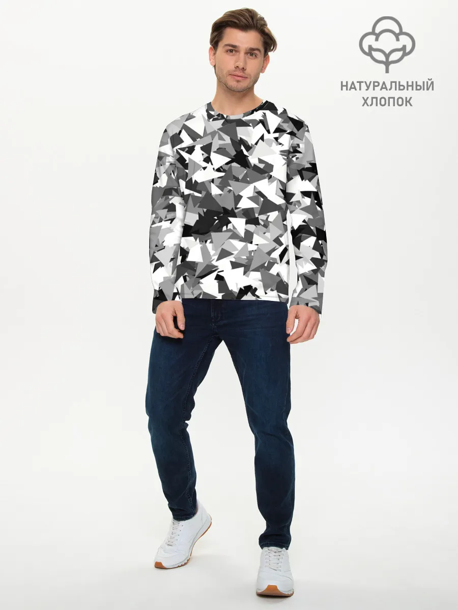 Мужской лонгслив базовый / Городской серый камуфляж