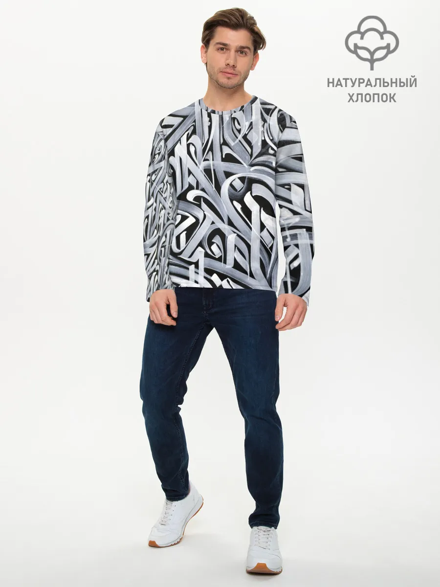 Мужской лонгслив базовый / Каллиграфия