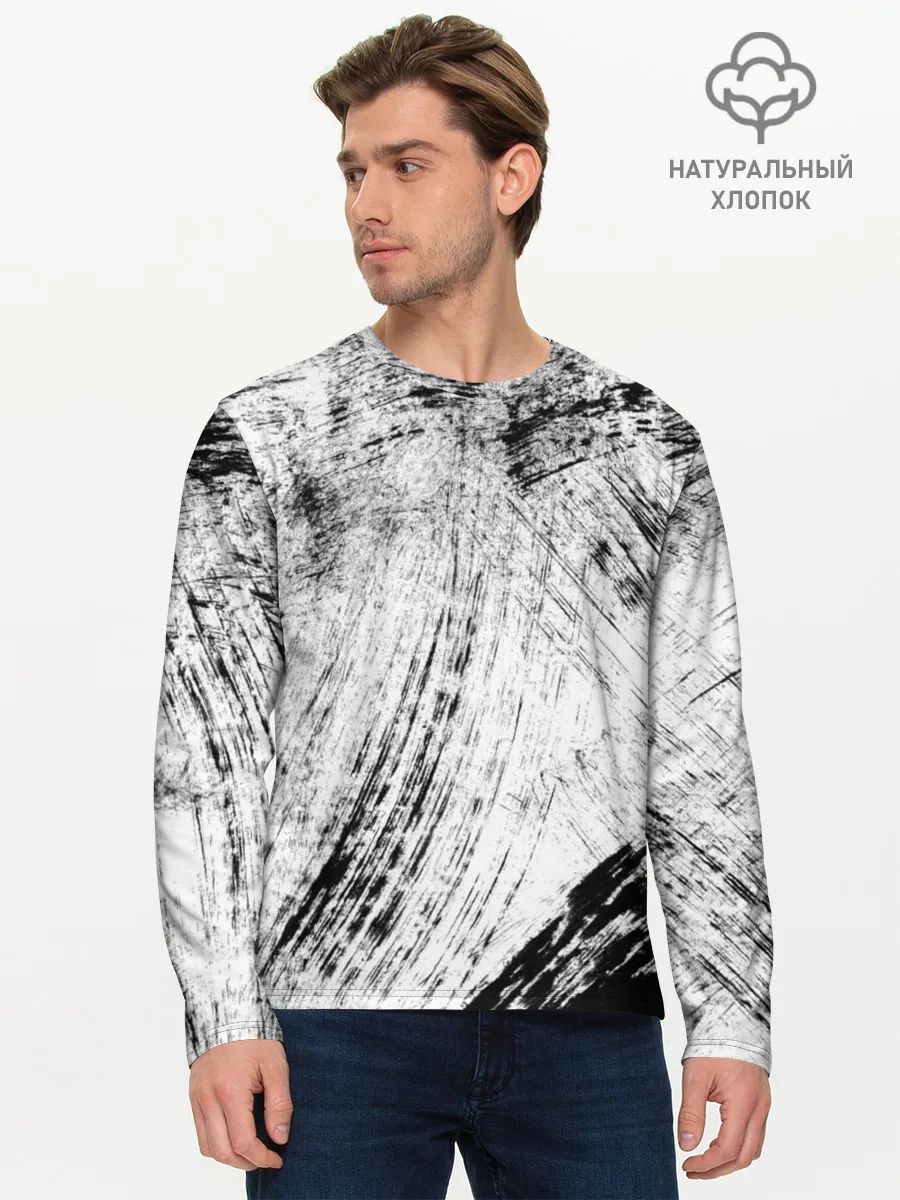 Мужской лонгслив базовый / Серые штрихи