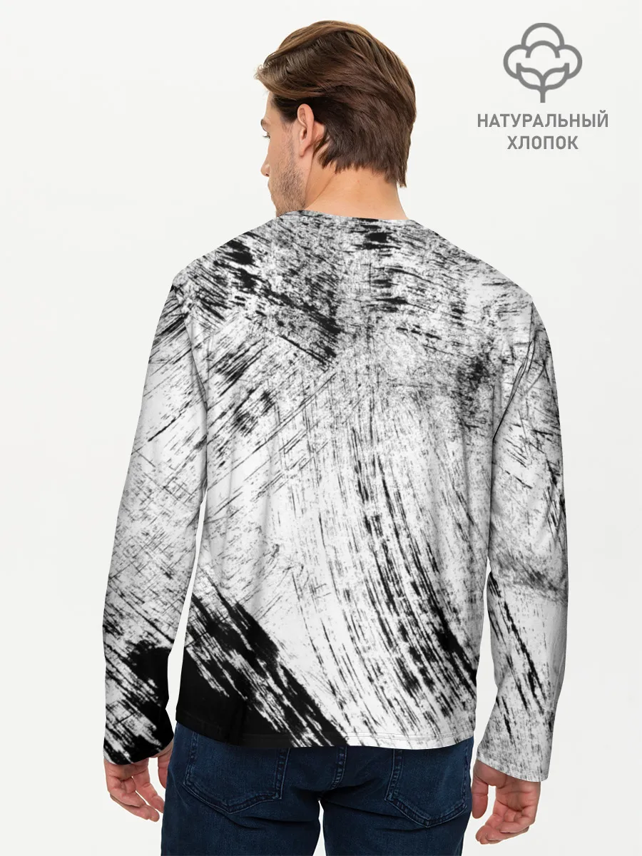 Мужской лонгслив базовый / Серые штрихи