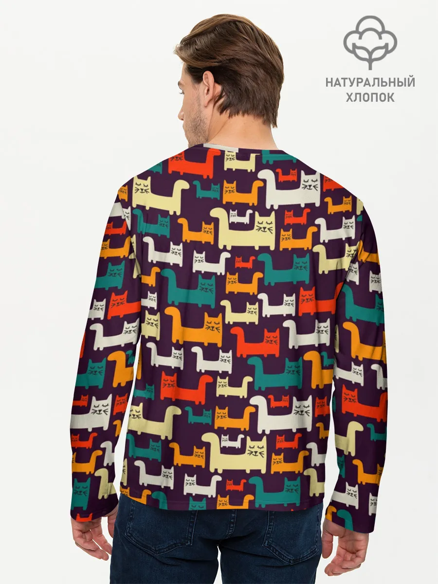 Мужской лонгслив базовый / Найди чёрного кота